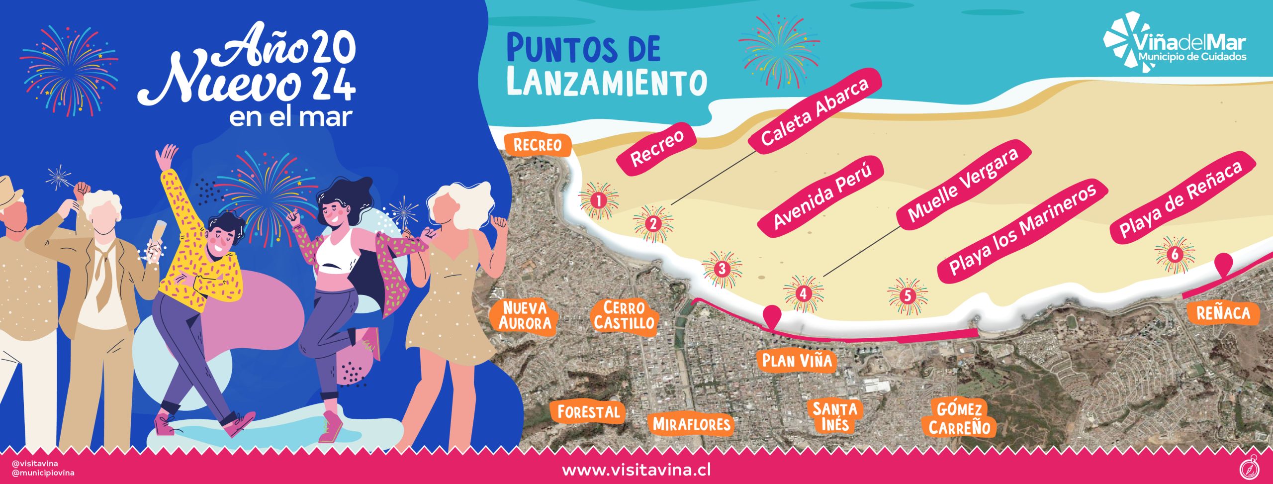 ¡Año nuevo en el Mar! | Viña se ilumina para recibir el Año Nuevo en el Mar con un deslumbrante espectáculo pirotécnico